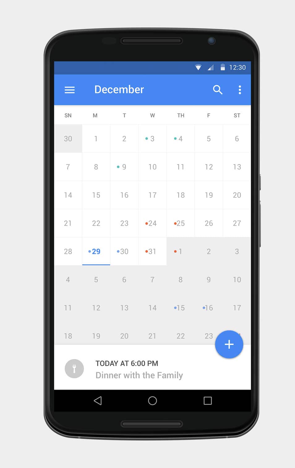 Material Calendar UI PSD