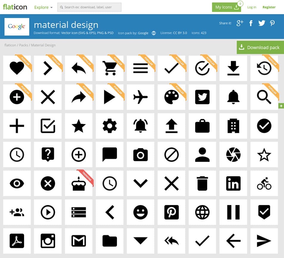 Material Design +420 free icons