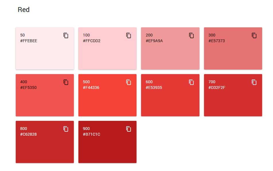 Material Design Color Palette