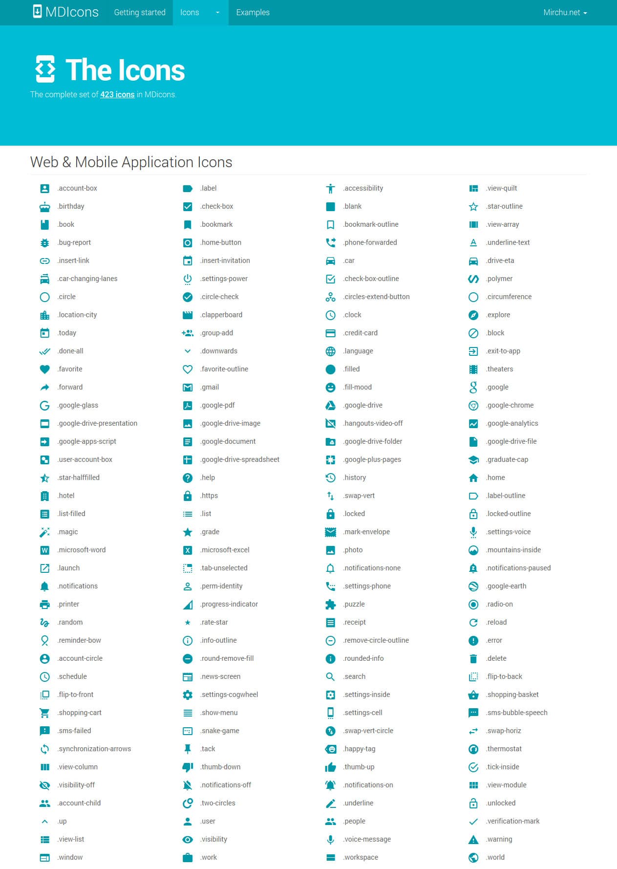Material Design Icons and Webfonts