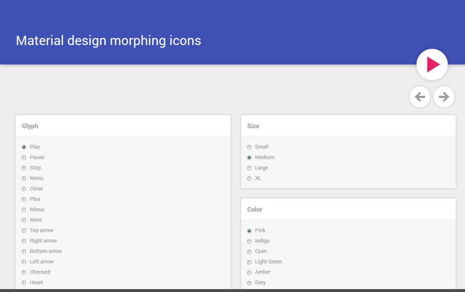 Material design morphing icons