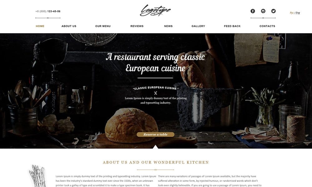 Restaurant Free Template PSD