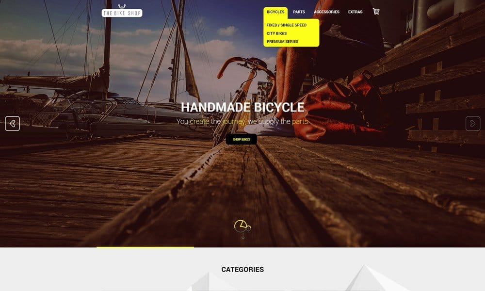 The Bike Shop – Free Home Page PSD