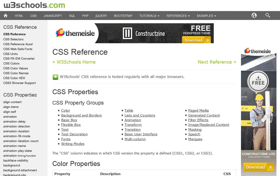 W3Schools CSS Reference