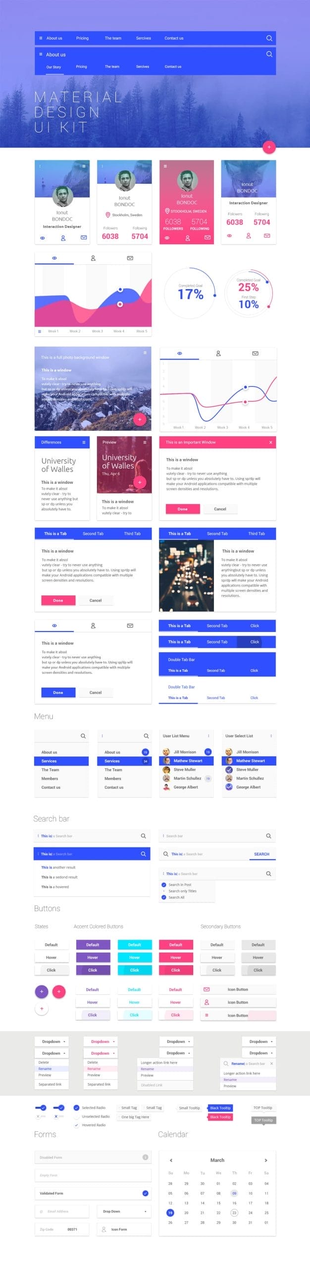 Free Material Design UI Kit PSD