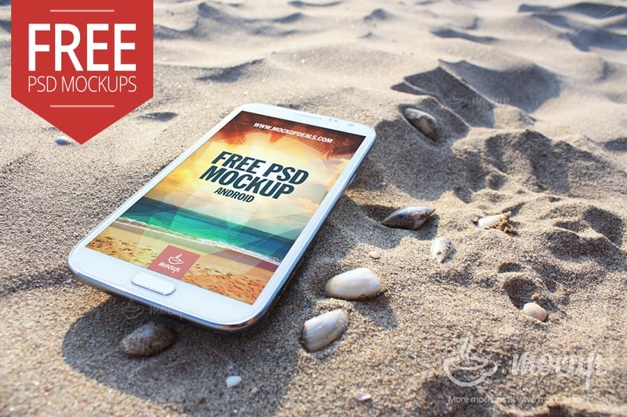 Free Samsung Note 2 Mockup Beach