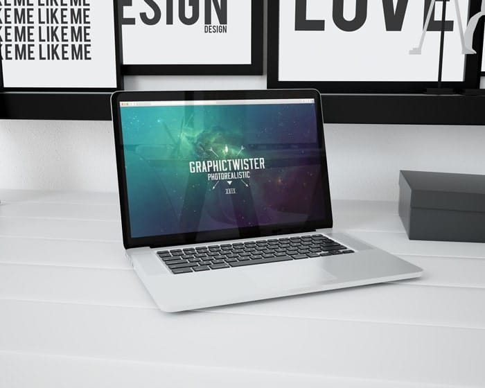 MacBook Pro Workspace Mockup PSD