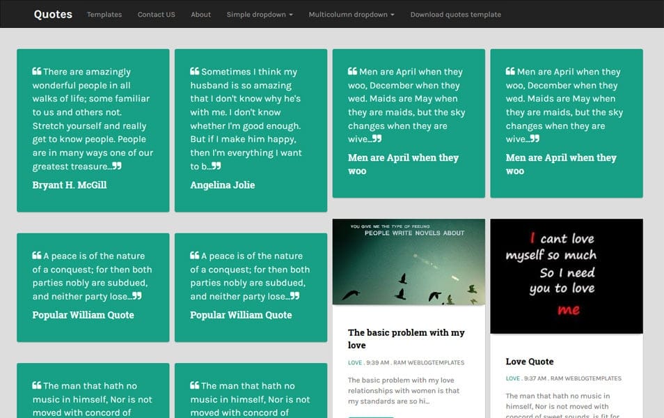 Quotes - Free Responsive Masonry Blogger Template