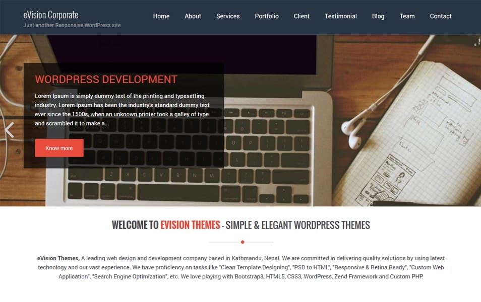 eVision Corporate Responsive WordPress Theme