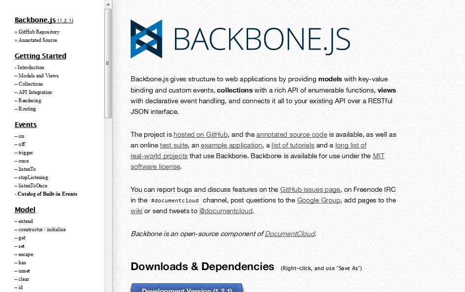 100+ JavaScript Frameworks for Web Developers 105 Backbone.js