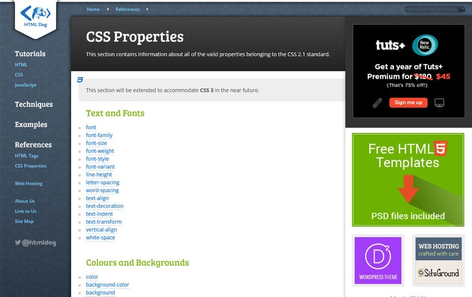 CSS Properties List