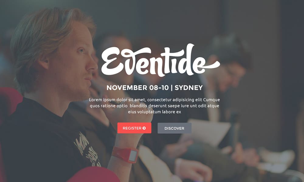 Eventide Free Landing Page Web Template PSD
