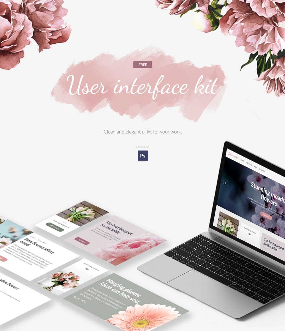 Flowerkit Free UI Kit PSD