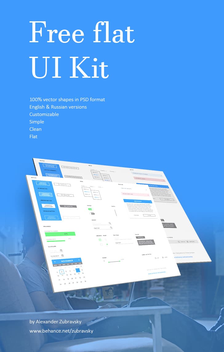 Free Flat UI kit PSD