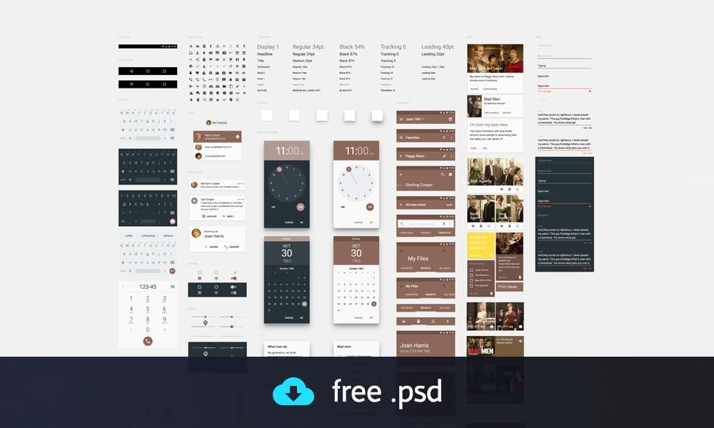 Free Material Design UI Kit PSD