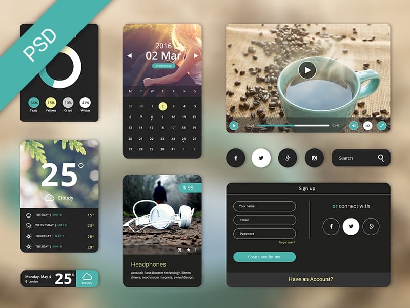  Free UI Starter Kit PSD