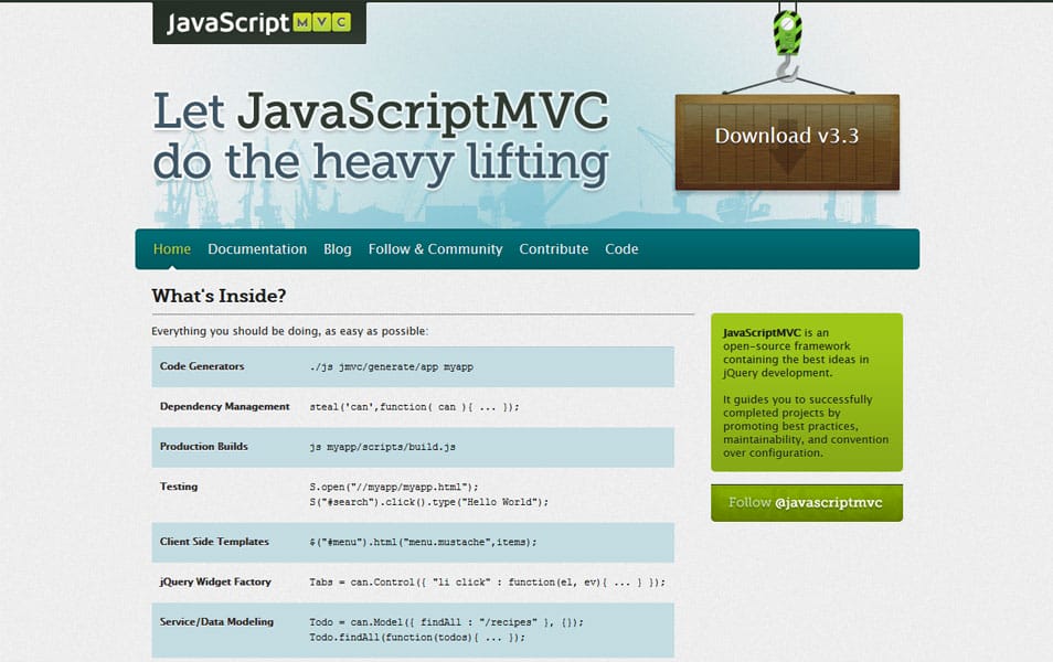 100+ JavaScript Frameworks for Web Developers 109 JavaScriptMVC