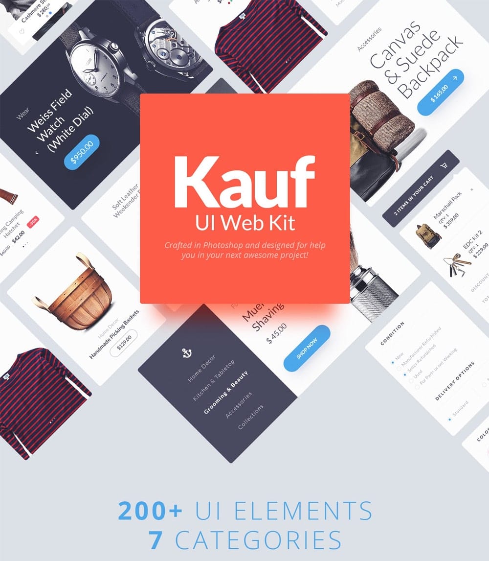 Kauf Web UI Kit PSD