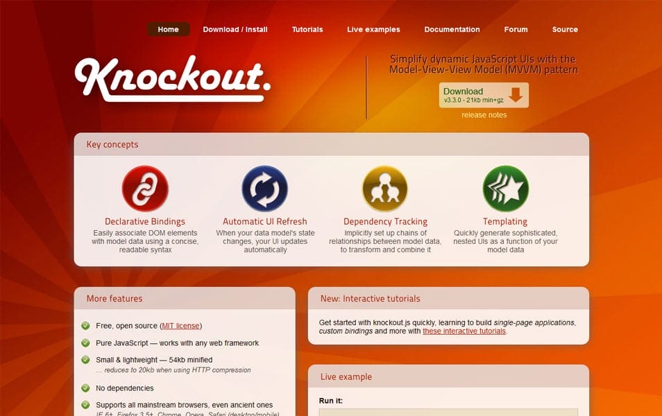 100+ JavaScript Frameworks for Web Developers 54 Knockout