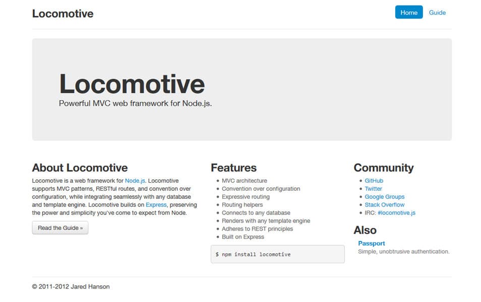 100+ JavaScript Frameworks for Web Developers 114 Locomotive