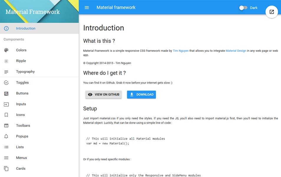 100+ Best CSS Frameworks for Responsive Design 117 Material Framework
