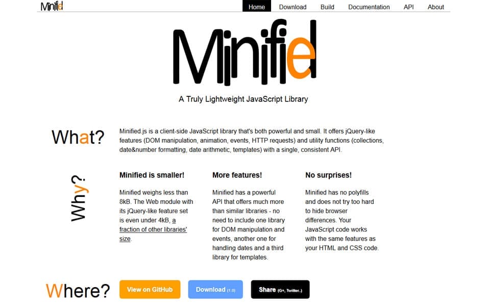 100+ JavaScript Frameworks for Web Developers 71 Minified.js