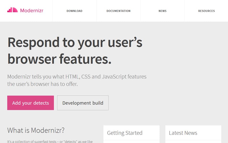 100+ JavaScript Frameworks for Web Developers 27 Modernizr