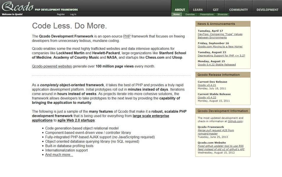 100+ Best PHP Frameworks for Web Developers 81 Qcodo Development Framework