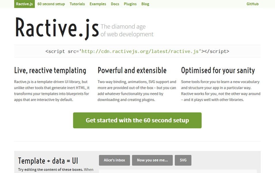 100+ JavaScript Frameworks for Web Developers 112 Ractive.js