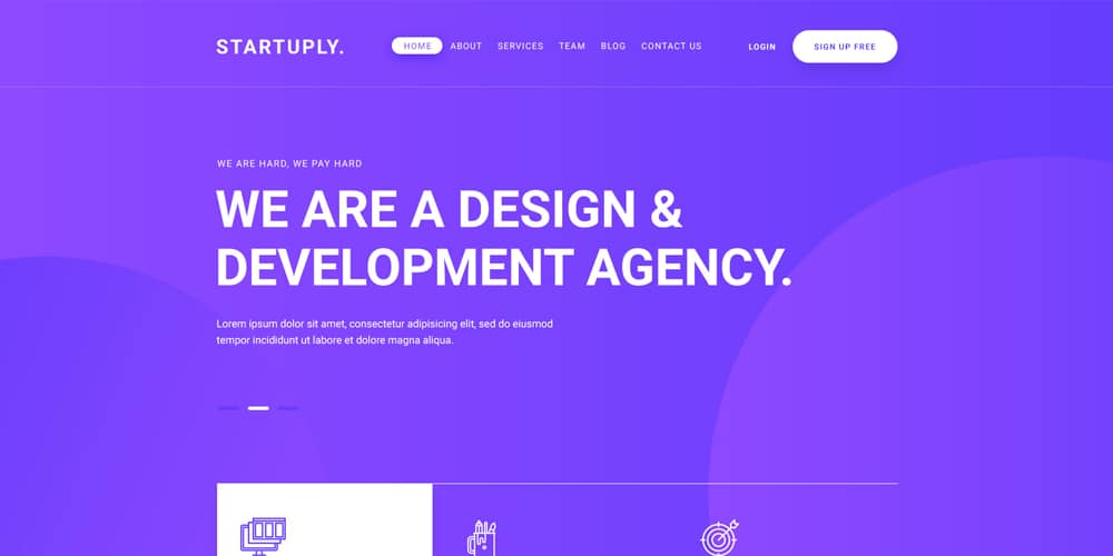 Startuply Design Agency Landing Page PSD