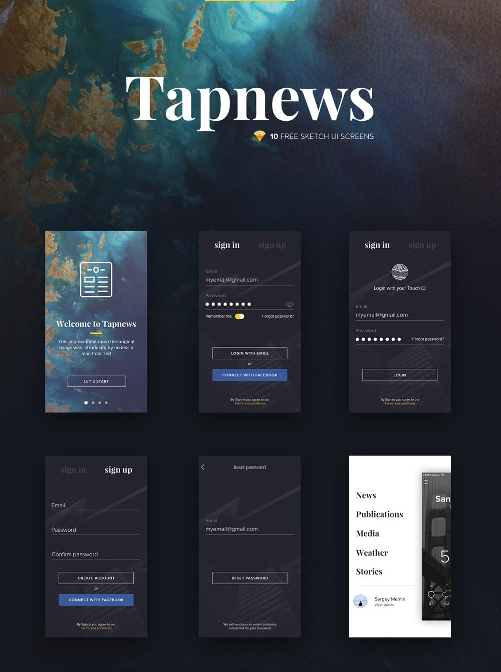  Tapnews Free Mobile UI Kit