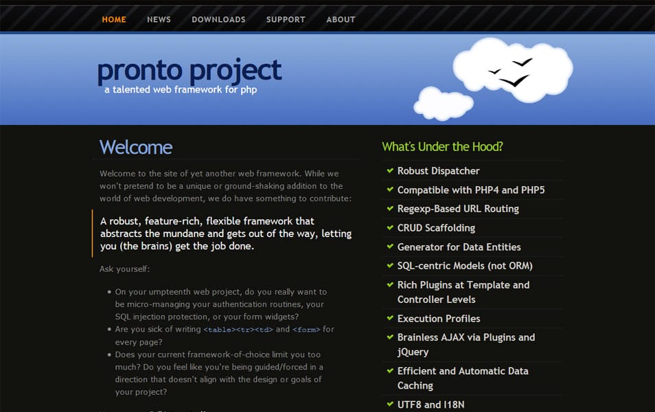 100+ Best PHP Frameworks for Web Developers 82 The Pronto Project