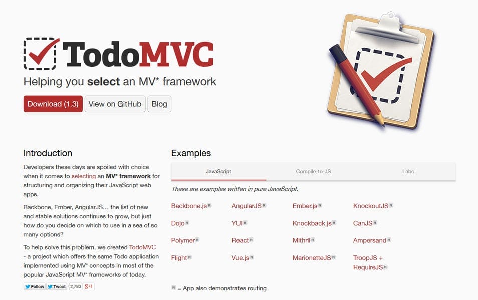 100+ JavaScript Frameworks for Web Developers 53 TodoMVC
