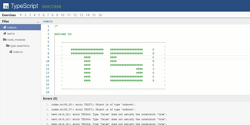 Best Places to Learn Web Development 134 TypeScript exercises