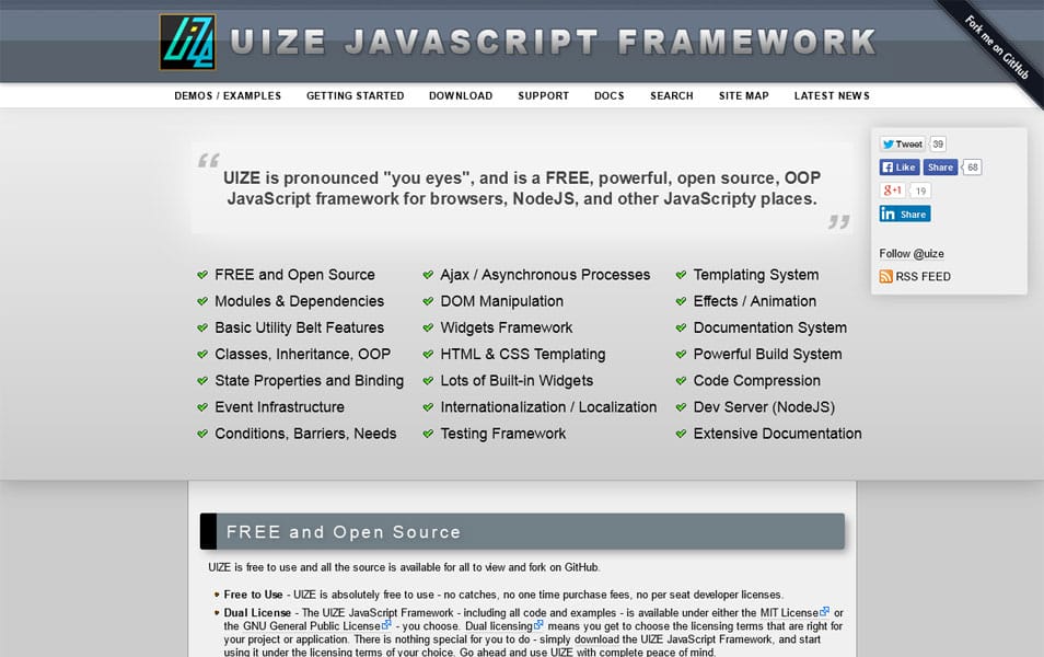 100+ JavaScript Frameworks for Web Developers 108 UIZE JavaScript Framework