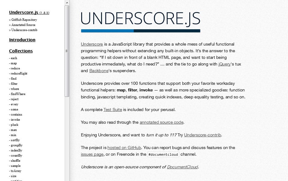 100+ JavaScript Frameworks for Web Developers 111 Underscore.js