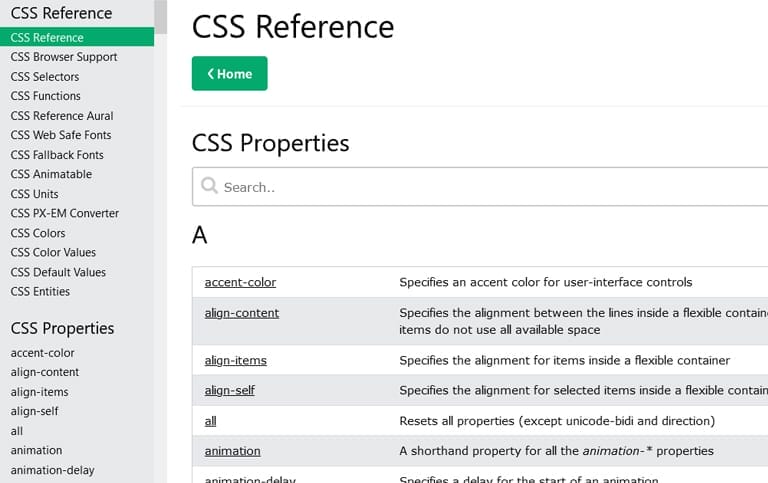 W3schools CSS Reference