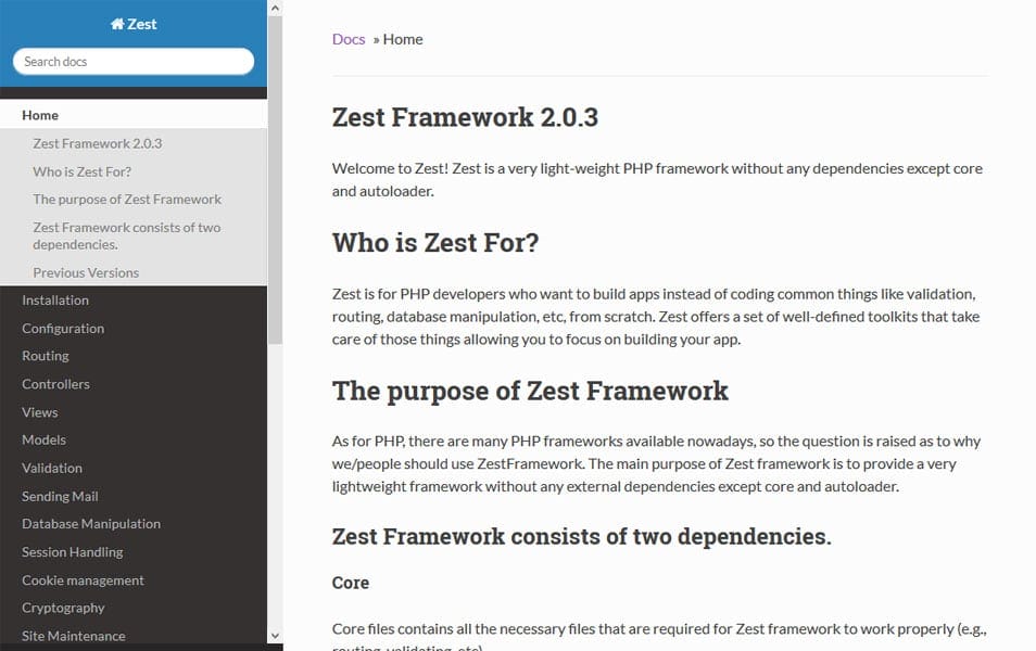 Zest Framework