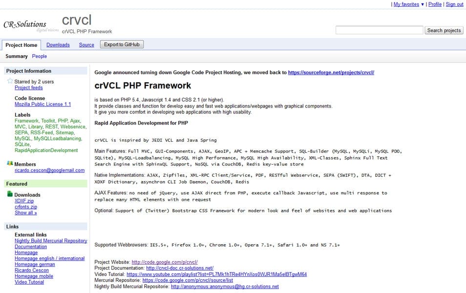 crVCL PHP Framework