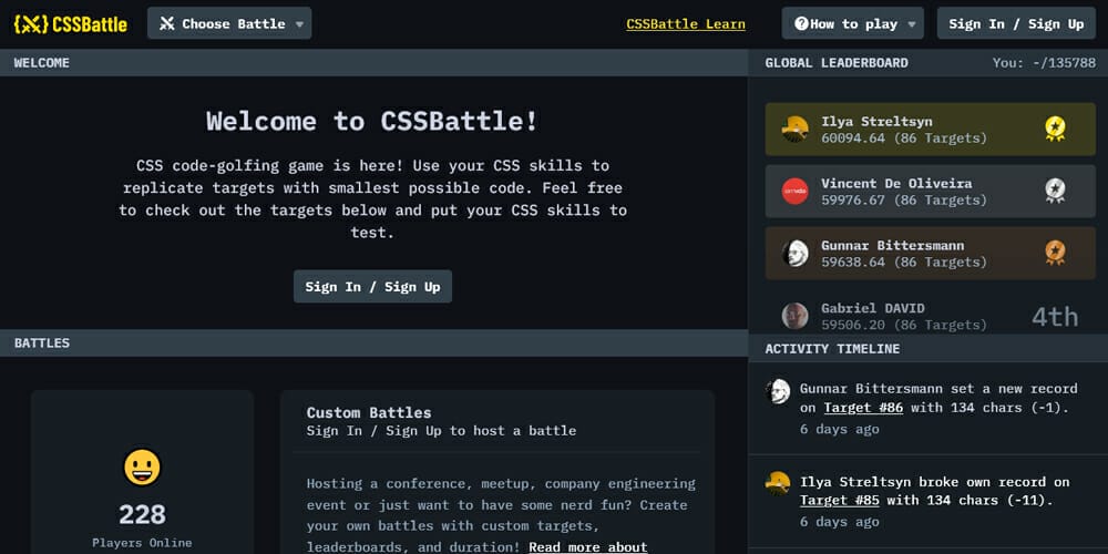 Best Places to Learn Web Development 127 cssbattle