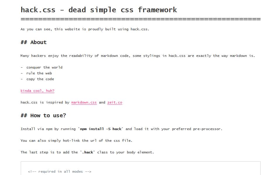 100+ Best CSS Frameworks for Responsive Design 89 hack.css