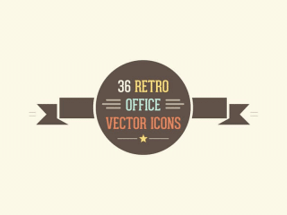 36 Retro Office Vector Icon Set