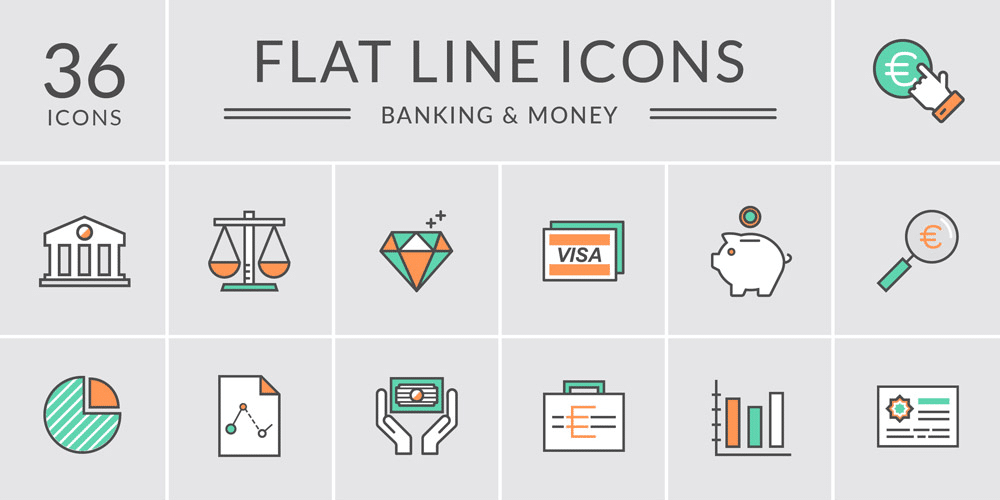 Latest Free E-commerce Icon Sets 17 Bank and Money Icons