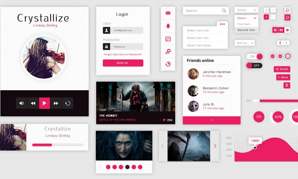 Crystallize Free Material UI Kit PSD