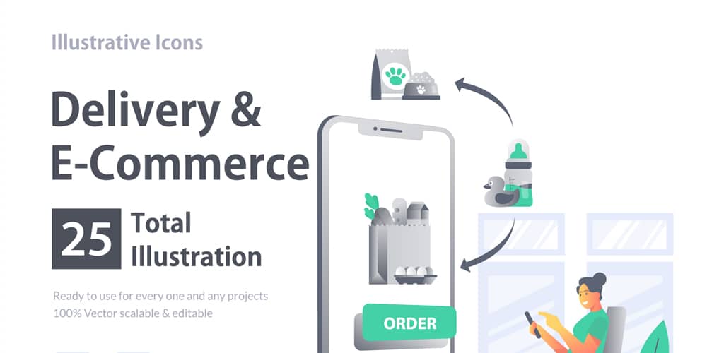 Delivery and E-Commerce Illustrative Icons