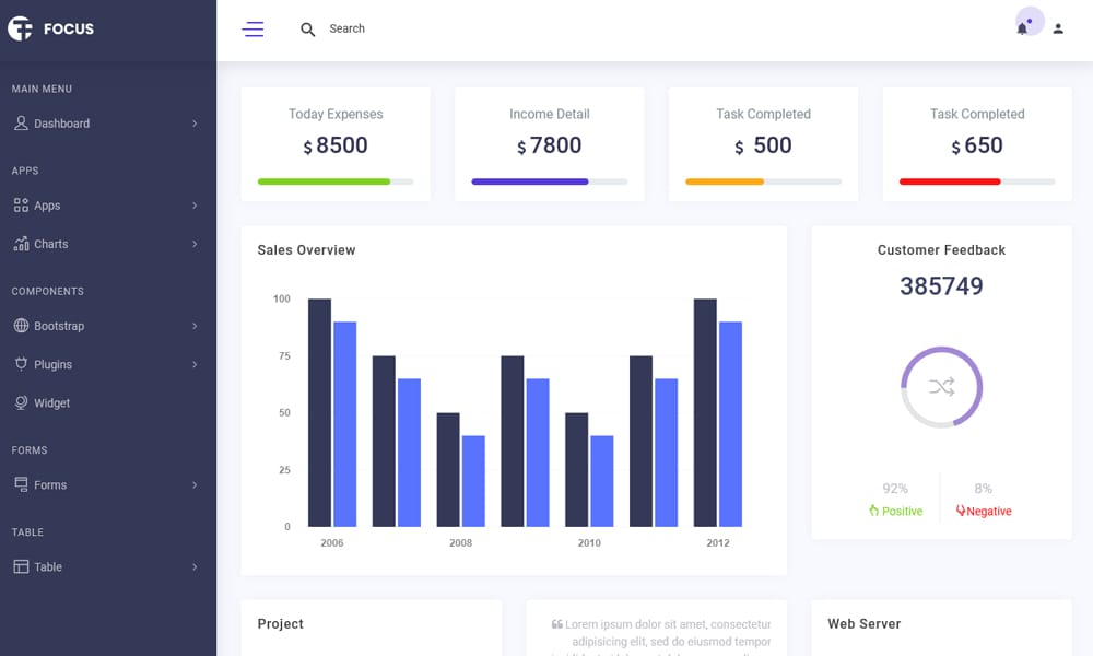 Focus Bootstrap Admin Template