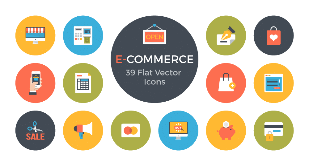 Latest Free E-commerce Icon Sets 13 Free E Commerce Flat Vector Icons