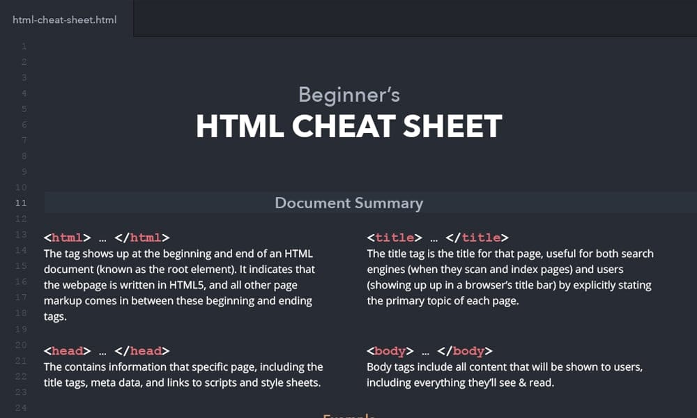 HTML Cheat Sheet for Beginners 