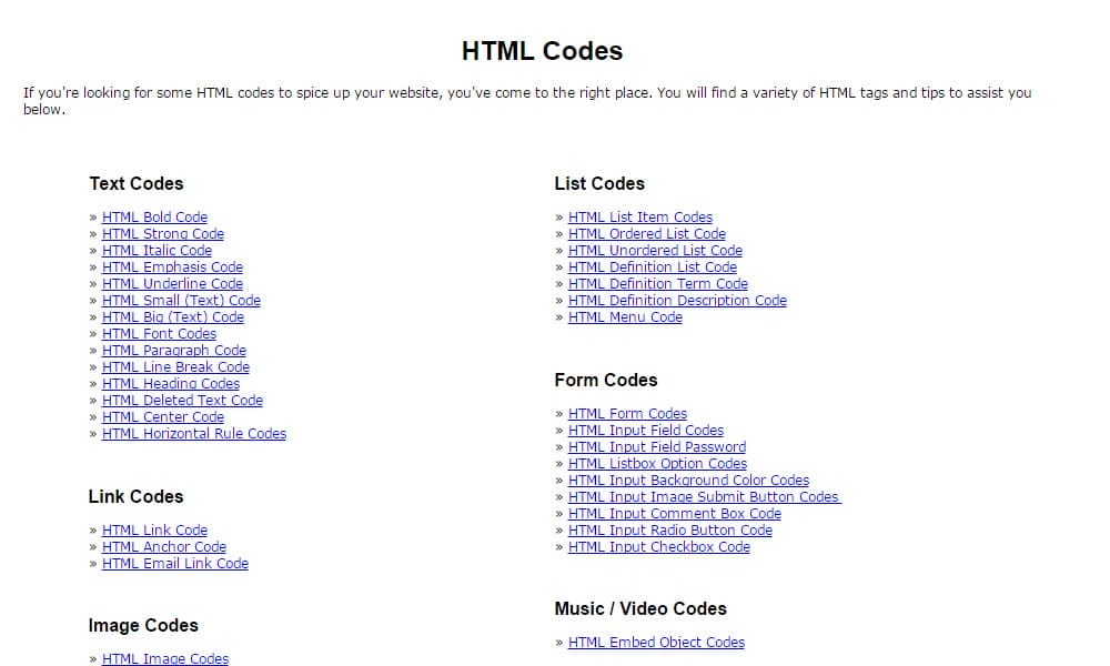 HTML Codes