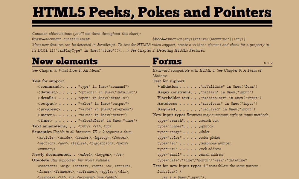 HTML5 Peeks, Pokes and Pointers